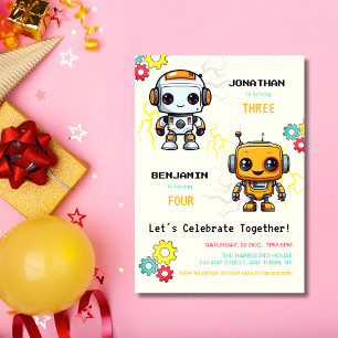 Invitation Jote Robots Futuristic Boys Jour d'anniversaire co