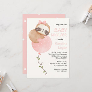 Invitation Jote Sloth Baby Girl Baby shower