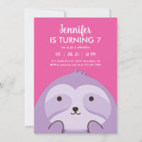 Jote Sloth Cartoon violet rose Anniversaire de enf