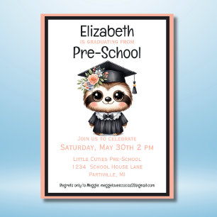 Invitation Jote Sloth Preschool Kids Graduation Party
