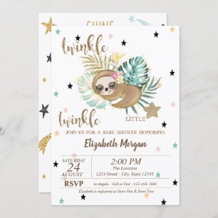 Invitation Jote Sloth Twinkle Little Star Baby shower