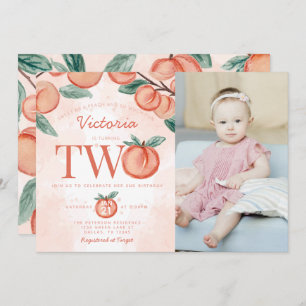 Invitation Jote Sweet Peach tournant deux deuxième fête d'ann
