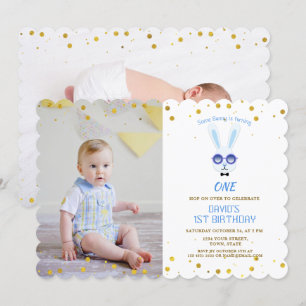 Invitation Jote Un Garçon Bunny Photo 1ER Anniversaire