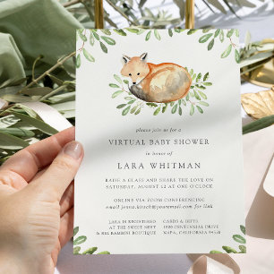 Invitation Jote Woodland Fox Baby shower virtuel
