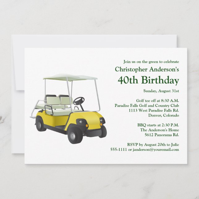 Invitation jouante au golf d'anniversaire de golf (Devant)