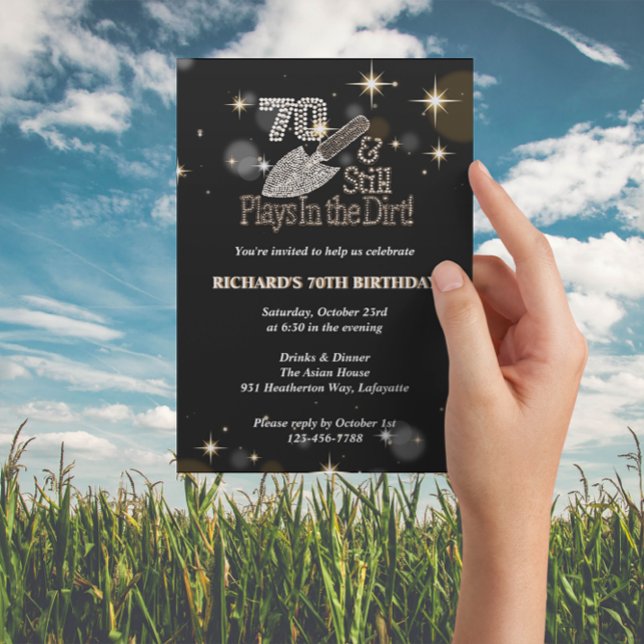 Invitation Joue toujours dans Dirt Gardening 70e fête d'anniv (Créateur téléchargé)