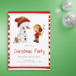 Invitation Jouer à la neige avec Snowman et Fille Noël<br><div class="desc">Jolie invitation de Noël avec une illustration d'une fille et son chien construisant un bonhomme de neige. Super pour la saison à venir. Illustré et dessiné par Patricia Alvarez.</div>