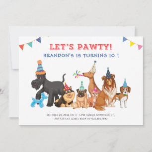 Invitation Jouer Chiens fête anniversaire
