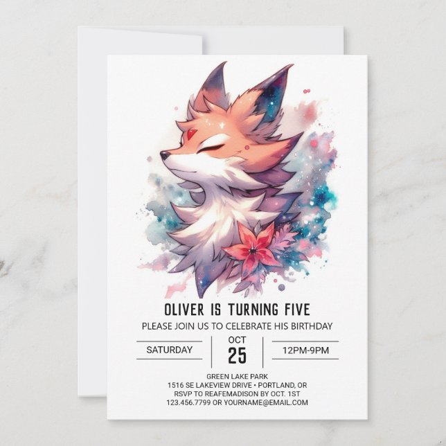 Invitation Jouer Custom Fox Anniversaire (Devant)