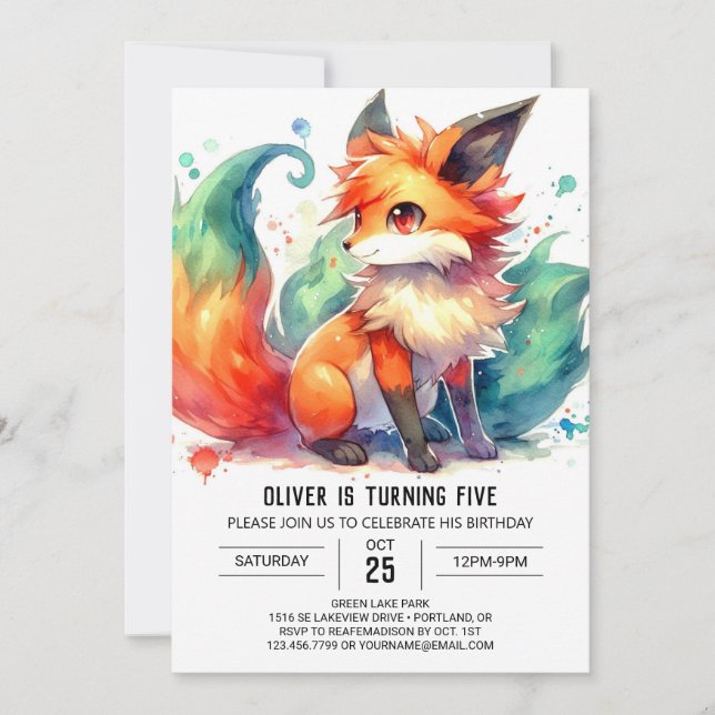 Invitation Jouer en ligne Fox Anniversaire (Devant)