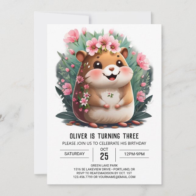 Invitation Jouer Hamster Enfants Editable Anniversaire (Devant)