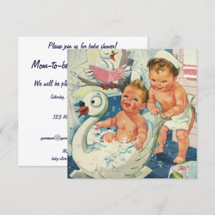 Invitation Jouer Jouer Jeu Bain À Bulle, Baby shower vintage