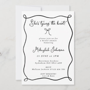 Invitation Jouer le noeud Fête des mariées noir et blanc