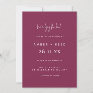 Invitation Jouer le noeud Mariage Burgundy Script