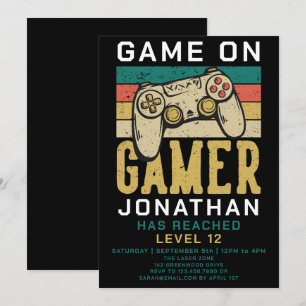 Invitation Jouer Niveau Supérieur Fête d'anniversaire de jeu