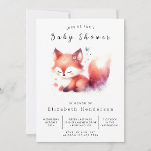 Invitation Jouer Petit Renard Thème Fox Baby shower
