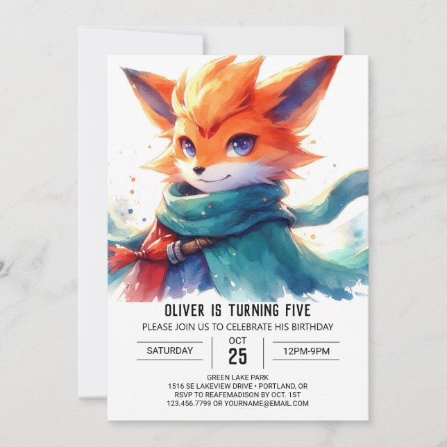 Invitation Jouer Renard de Bohême Anniversaire (Devant)