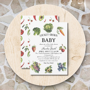Invitation Jouer Vert Rétro Bio Localement Cultivé Baby Sho
