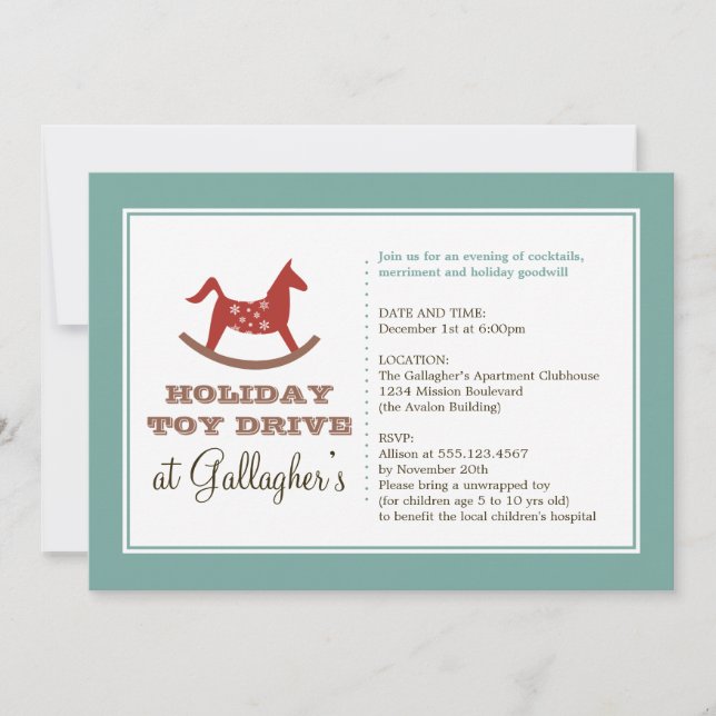 Invitation Jouet à cheval à roche conduire Noël de fête de ch (Devant)