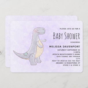 Invitation Jouet Dinosaure gris mou Baby shower d'aquarelle