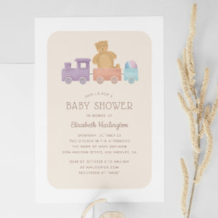 Invitation Jouet pour enfants et ours mignon. Baby shower non