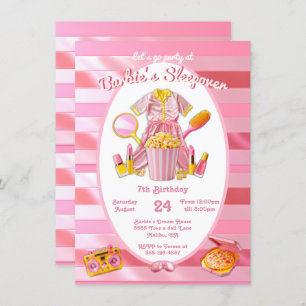 Invitation Jouet rose Doll Sleepover Stwood Anniversaire