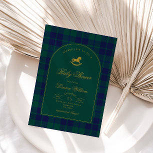 Invitation Jouet vintage Preppy Plaid Baby shower or de luxe
