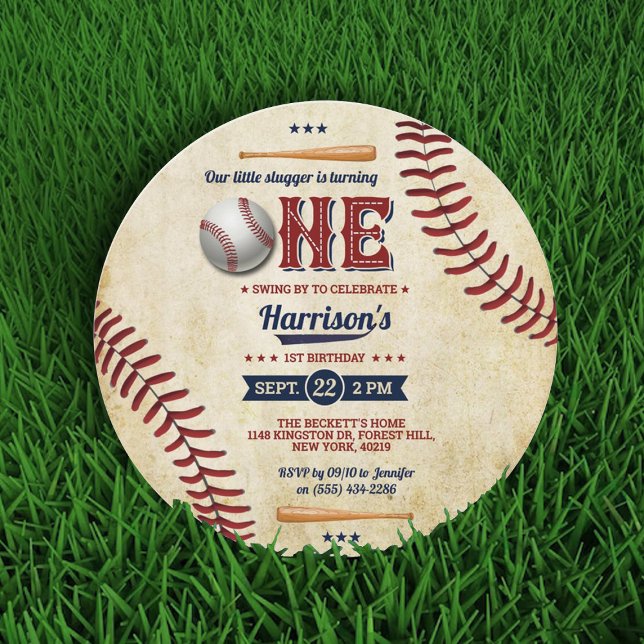 Invitation Jouets de baseball vintages 1er anniversaire (Créateur téléchargé)