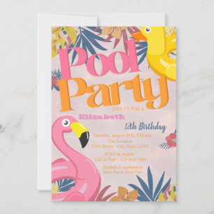 Invitation Jouets de fête tropicale de feuilles de piscine co
