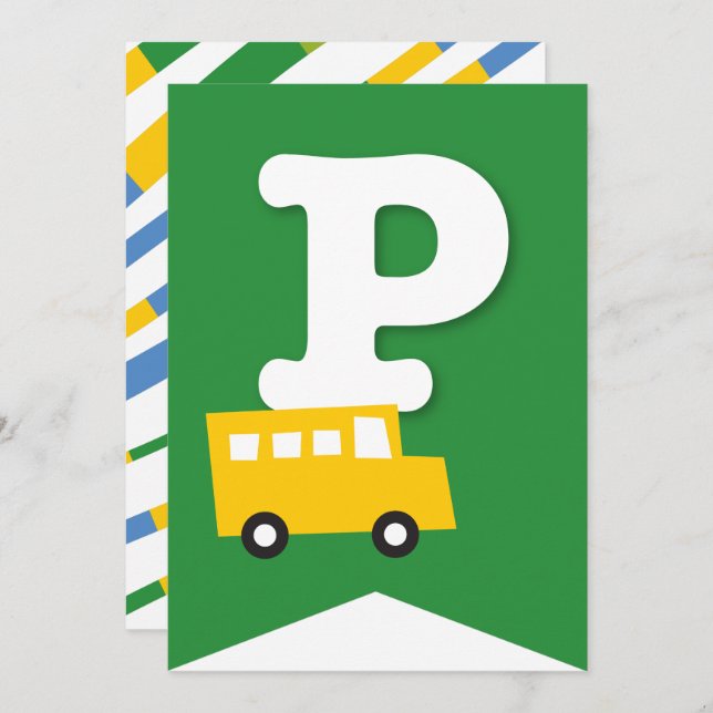 Invitation Jouets de garçons Transport Bonne bannière de fête (Devant / Derrière)