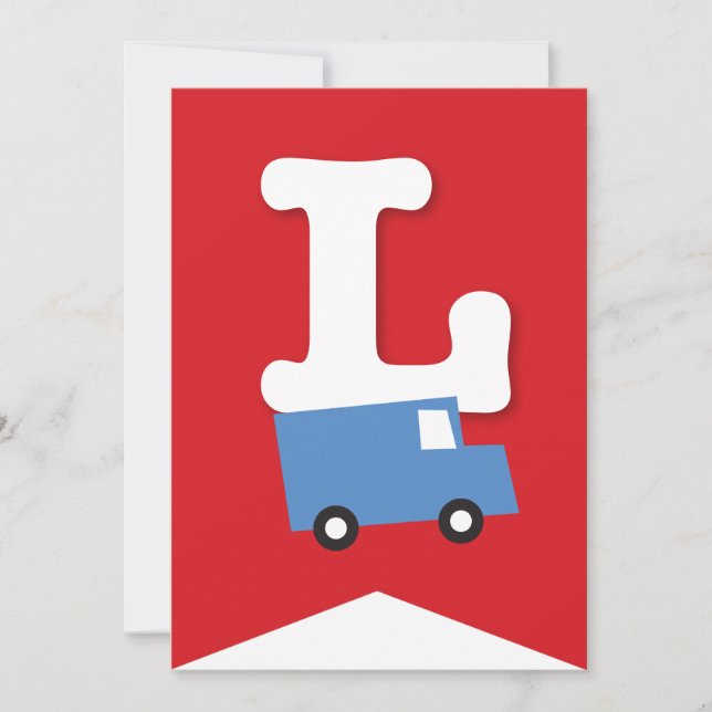 Invitation Jouets de garçons Transport Bonne bannière de fête (Devant)