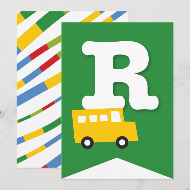 Invitation Jouets de garçons Transport Bonne bannière de fête (Devant / Derrière)