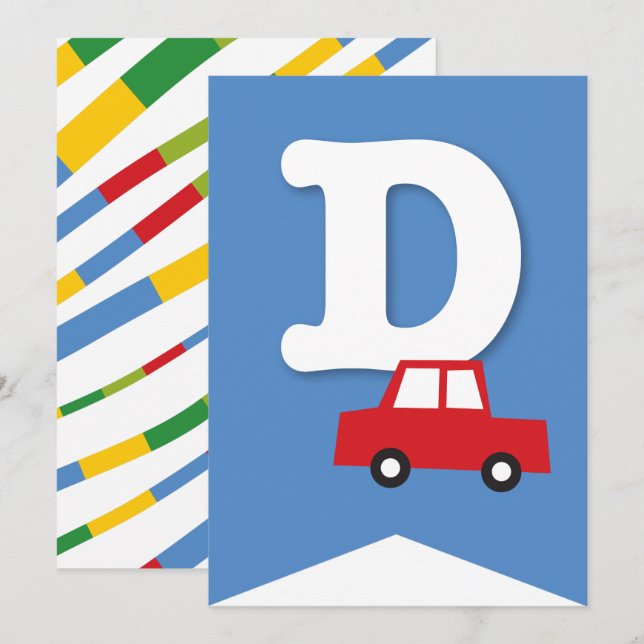 Invitation Jouets de garçons Transport Bonne bannière de fête (Devant / Derrière)