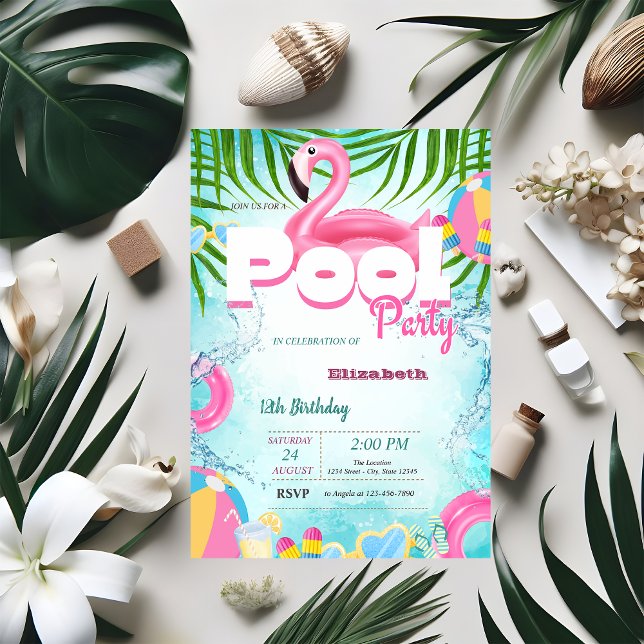 Invitation Jouets de piscine Fête d'anniversaire d'été  (Créateur téléchargé)