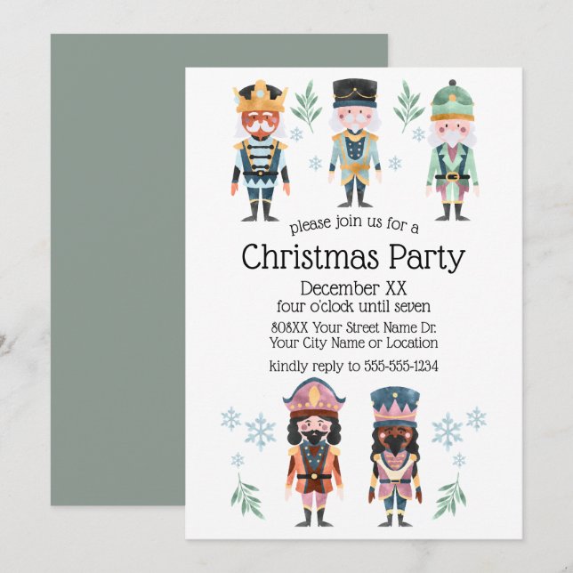Invitation Jouets de soldats de Noël Casse-Noisette (Devant / Derrière)