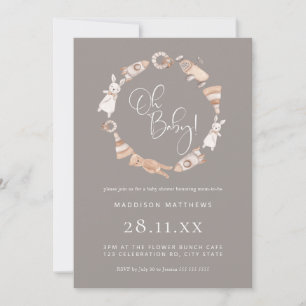 Invitation Jouets en bois minimalistes Baby shower de fusée
