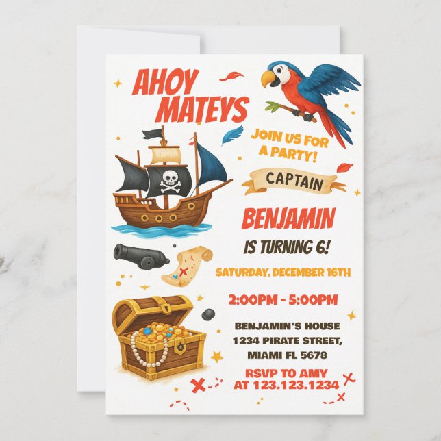 Invitation Jouets modifiables Filles Chasse au trésor Thème (Devant)