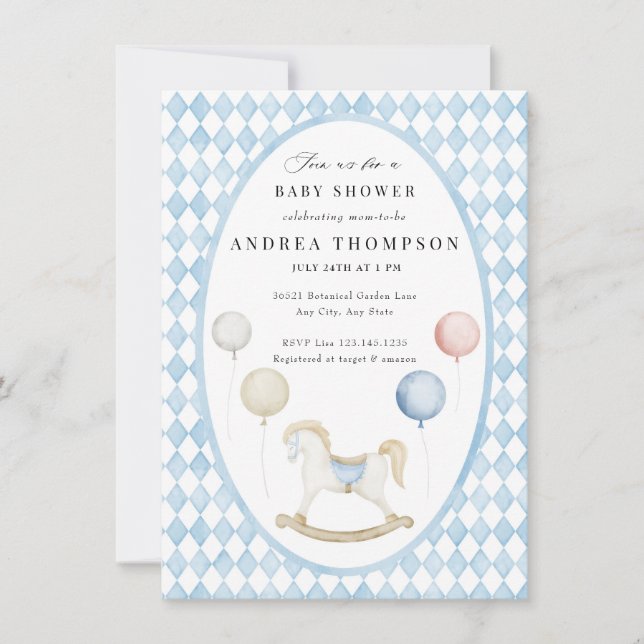 Invitation Jouets pour bébés | BABY SHOWER VINTAGE (Devant)
