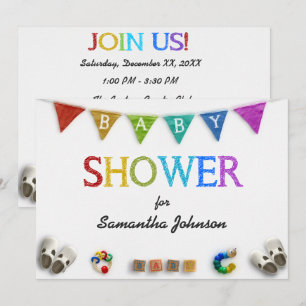 Invitation Jouets pour bébés et Baby shower à souder aux coul