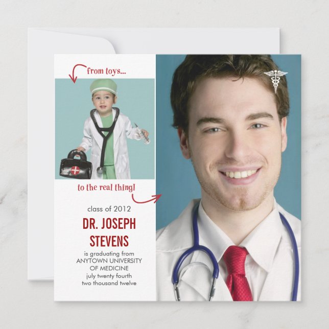 Invitation Jouets pour le vrai Docteur Médicale Graduation (Devant)