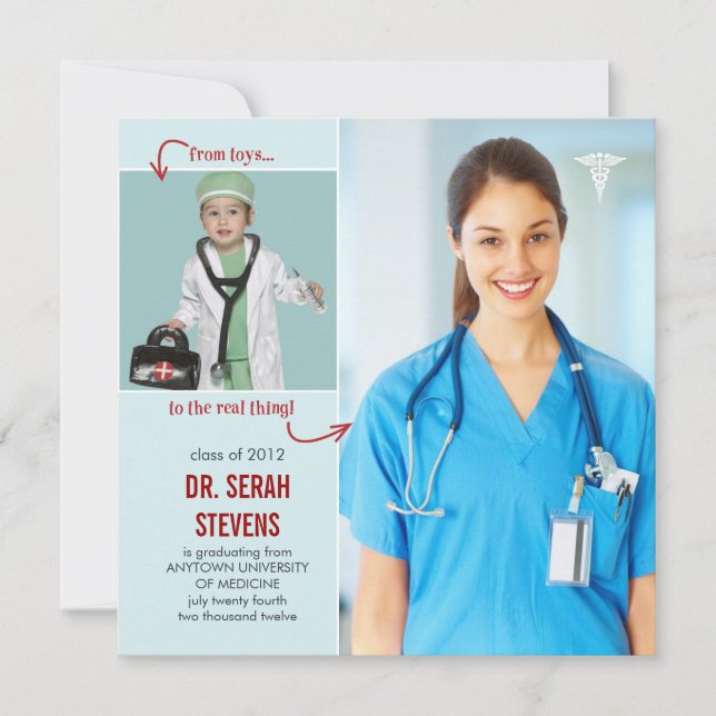 Invitation Jouets pour le vrai Docteur Médicale Graduation (Devant)