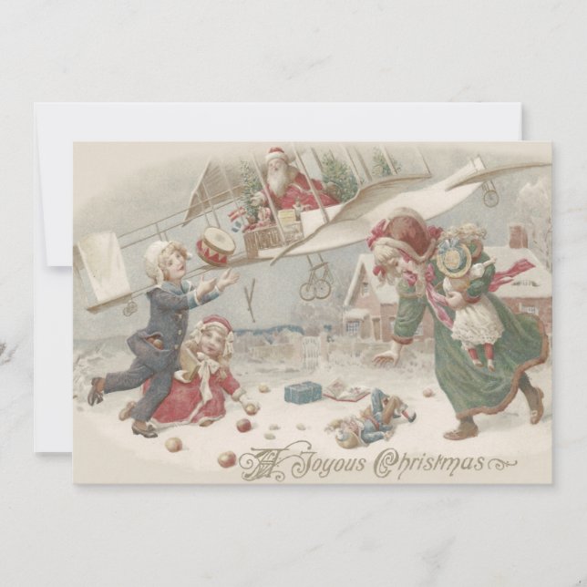 Invitation Jouets volants du Père Noël Arbre de Noël Enfants (Devant)