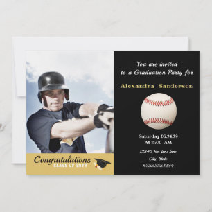 Invitation Joueur de baseball Classe de graduation photo de 2