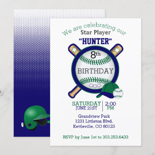 Invitation Joueur de baseball étoile Anniversaire