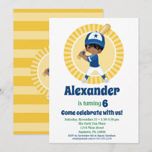 Invitation Joueur de baseball Hispanique Garçons Anniversaire