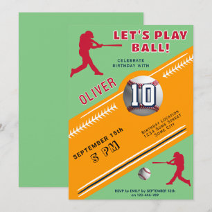 Invitation Joueur De Baseball Moderne À Thème Anniversaire
