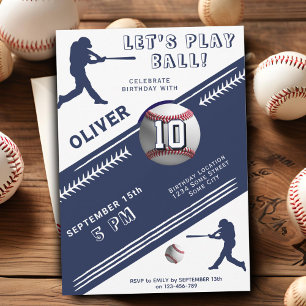 Invitation Joueur De Baseball Moderne À Thème Anniversaire
