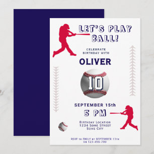 Invitation Joueur De Baseball Moderne À Thème Anniversaire