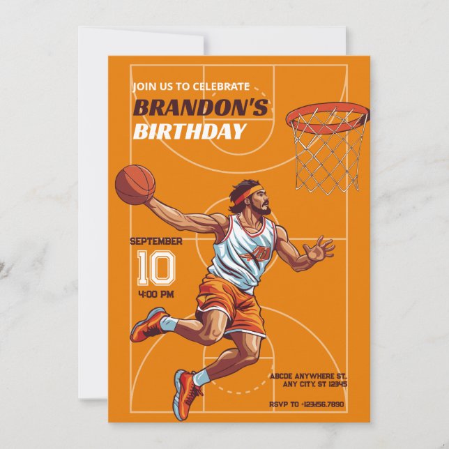 Invitation Joueur de basket-ball anniversaire (Devant)