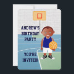 Invitation Joueur de basket-ball mignon<br><div class="desc">Nous pouvons créer ceci dans n'importe quelle couleur uniforme de basket ou changer n'importe quel élément du garçon selon les besoins. Un design de basket mignon pour toute fête d'anniversaire d'un futur joueur de basket ou ventilateur de basket, avec un jeune joueur de basket en maillot et tenant un basket...</div>